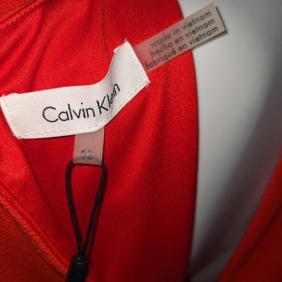 Calvin Klein | Red Embellished Gold Chain Hardware Sheath Dress Women's Size 10 - Picture 5 of 5